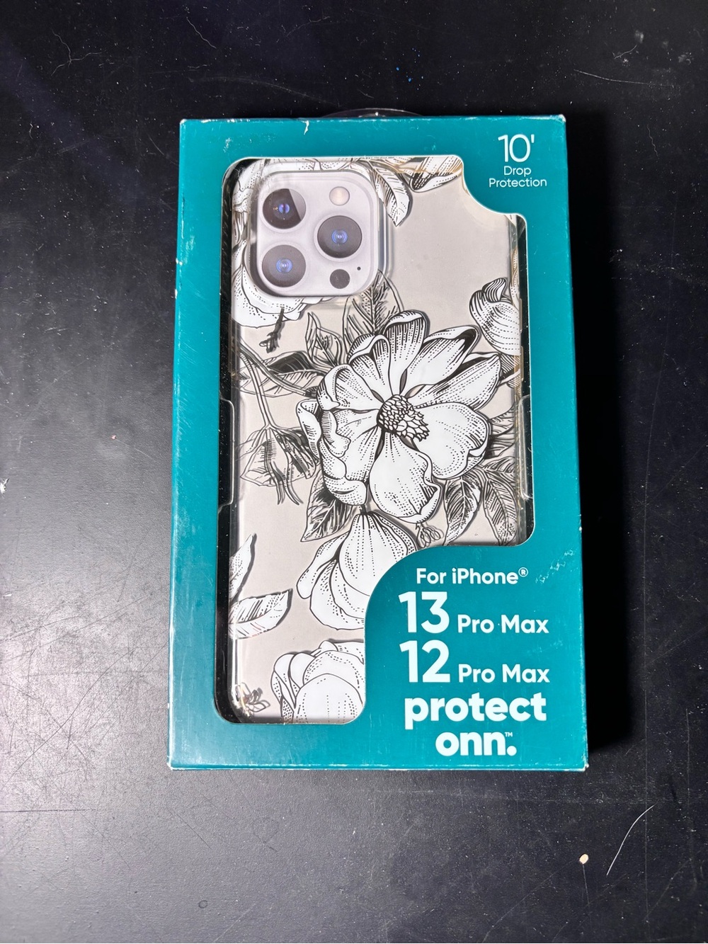 onn. Clear Floral Phone Case Drop Protection iPhone 13 Pro Max/12 Pro Max